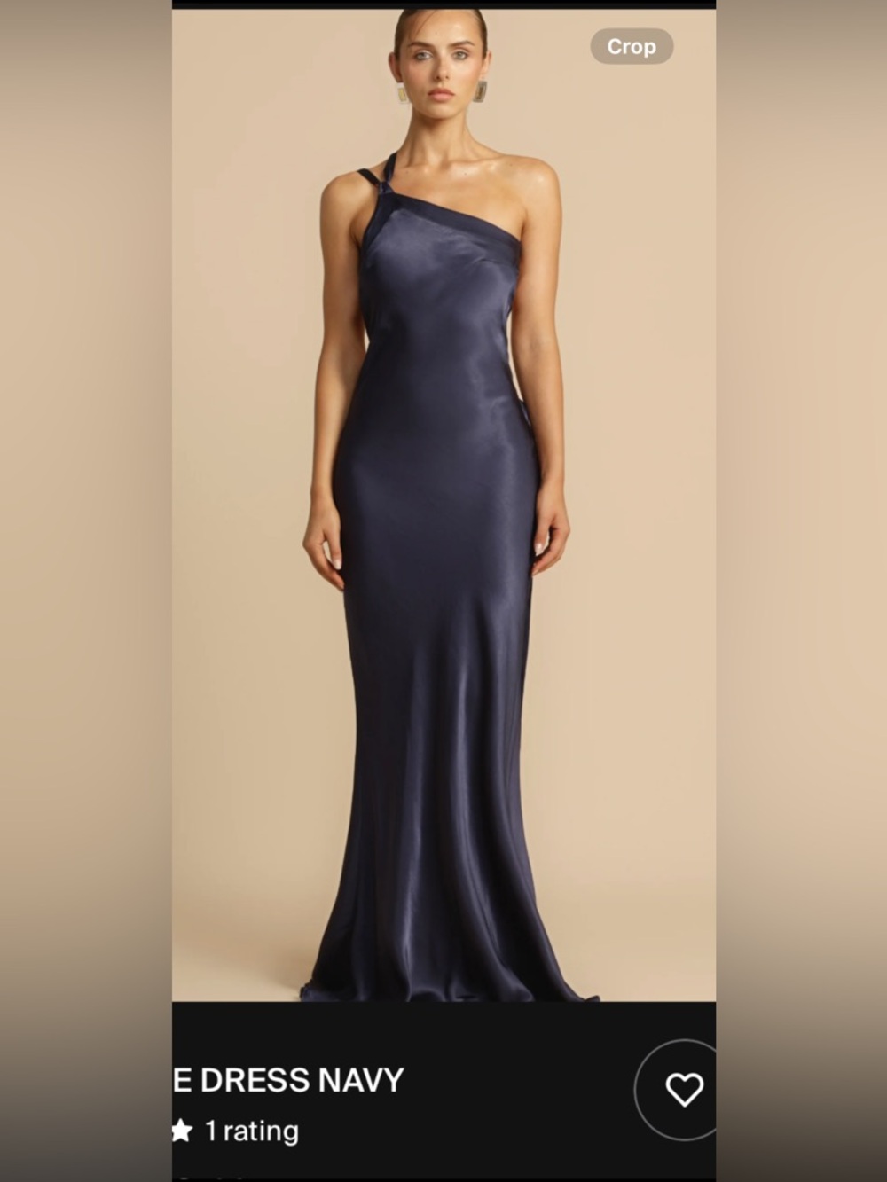 Sleek Navy Satin Slip Gown